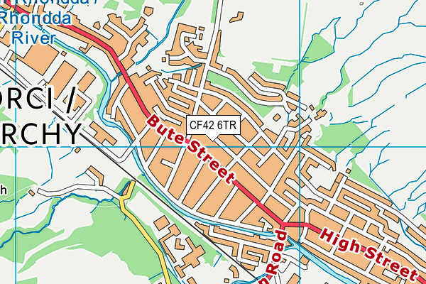 CF42 6TR map - OS VectorMap District (Ordnance Survey)