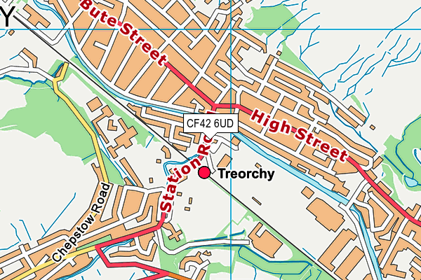 CF42 6UD map - OS VectorMap District (Ordnance Survey)