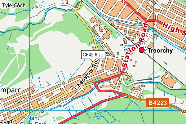 CF42 6UU map - OS VectorMap District (Ordnance Survey)