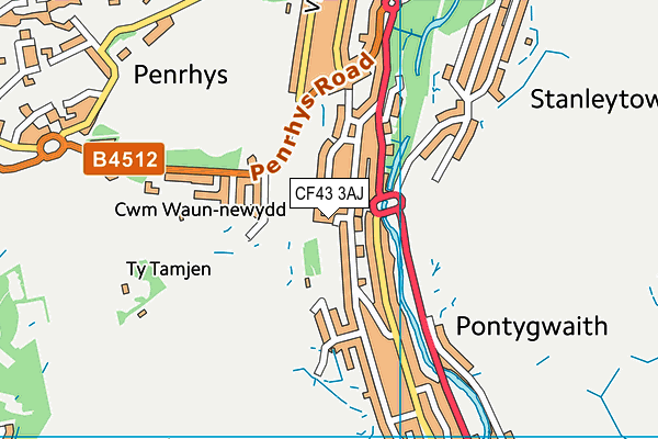 CF43 3AJ map - OS VectorMap District (Ordnance Survey)