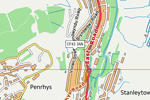 CF43 3AN map - OS VectorMap District (Ordnance Survey)