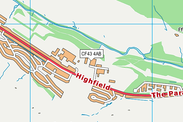 CF43 4AB map - OS VectorMap District (Ordnance Survey)