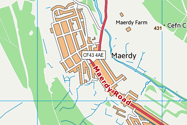 CF43 4AE map - OS VectorMap District (Ordnance Survey)