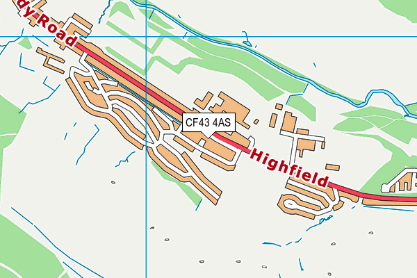 CF43 4AS map - OS VectorMap District (Ordnance Survey)