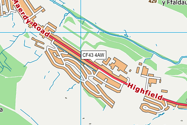 CF43 4AW map - OS VectorMap District (Ordnance Survey)