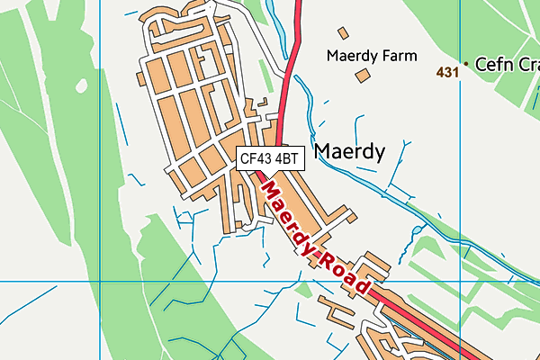 CF43 4BT map - OS VectorMap District (Ordnance Survey)