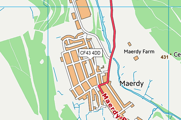 CF43 4DD map - OS VectorMap District (Ordnance Survey)