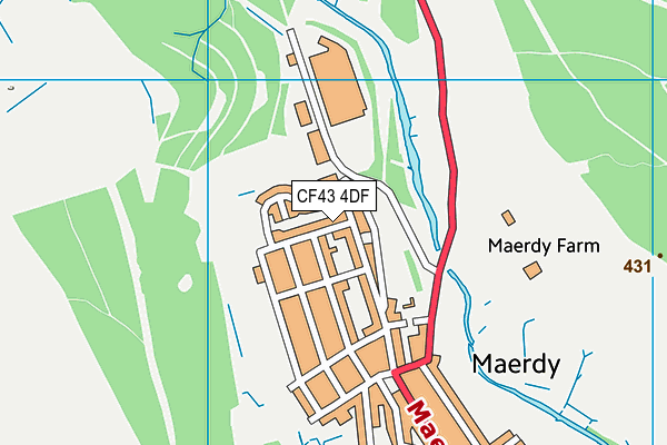 CF43 4DF map - OS VectorMap District (Ordnance Survey)