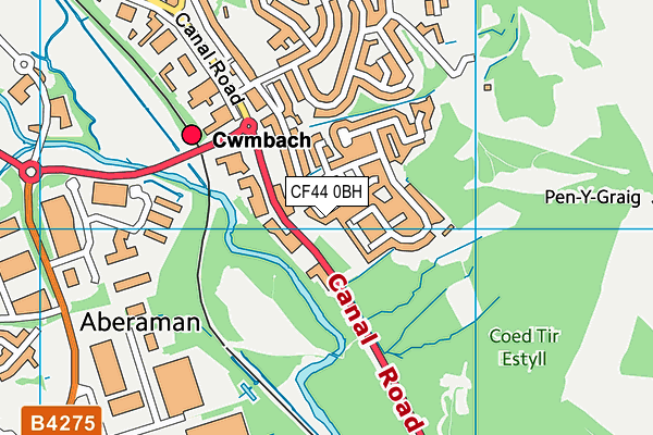 CF44 0BH map - OS VectorMap District (Ordnance Survey)