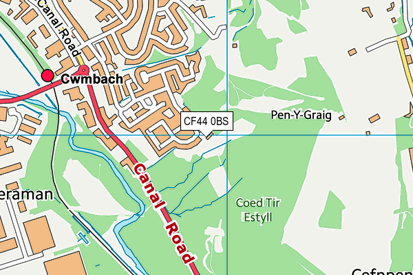 CF44 0BS map - OS VectorMap District (Ordnance Survey)