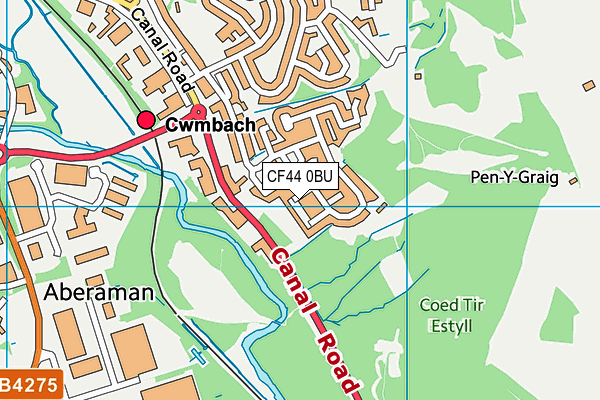 CF44 0BU map - OS VectorMap District (Ordnance Survey)