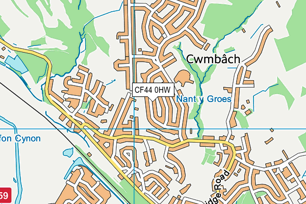 CF44 0HW map - OS VectorMap District (Ordnance Survey)