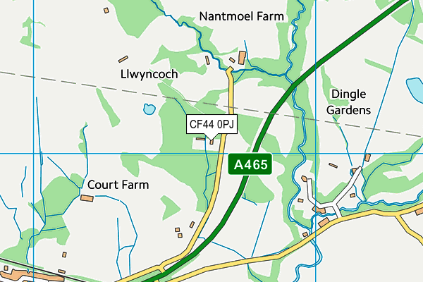 CF44 0PJ map - OS VectorMap District (Ordnance Survey)