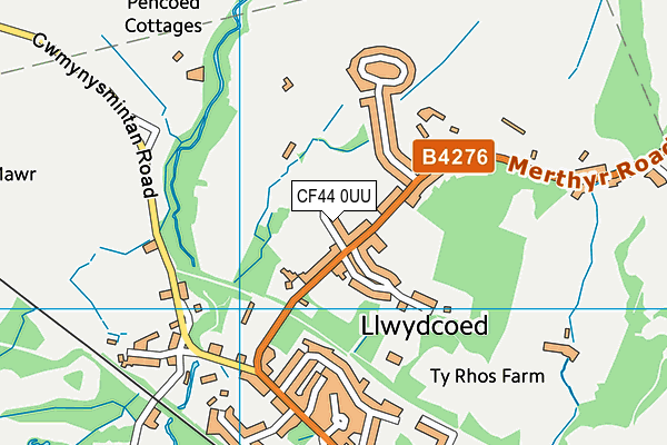 CF44 0UU map - OS VectorMap District (Ordnance Survey)