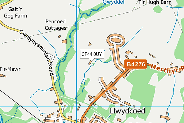 CF44 0UY map - OS VectorMap District (Ordnance Survey)