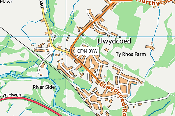 CF44 0YW map - OS VectorMap District (Ordnance Survey)