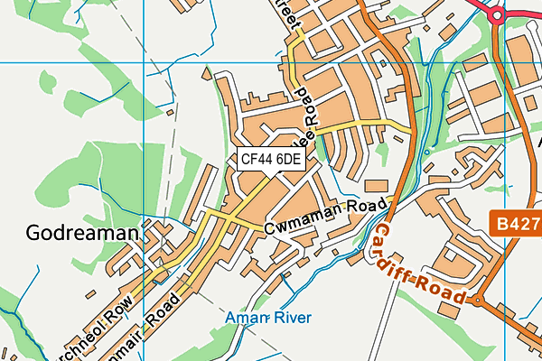 CF44 6DE map - OS VectorMap District (Ordnance Survey)