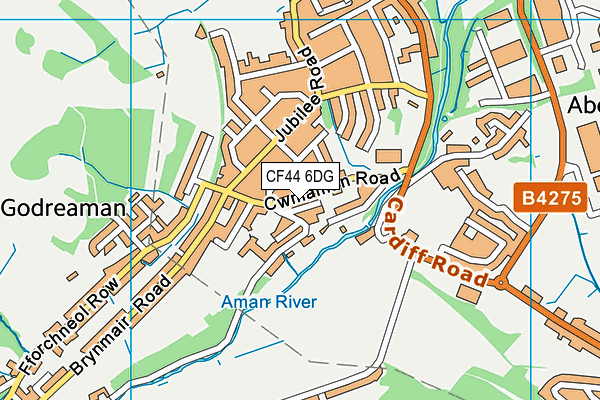 CF44 6DG map - OS VectorMap District (Ordnance Survey)