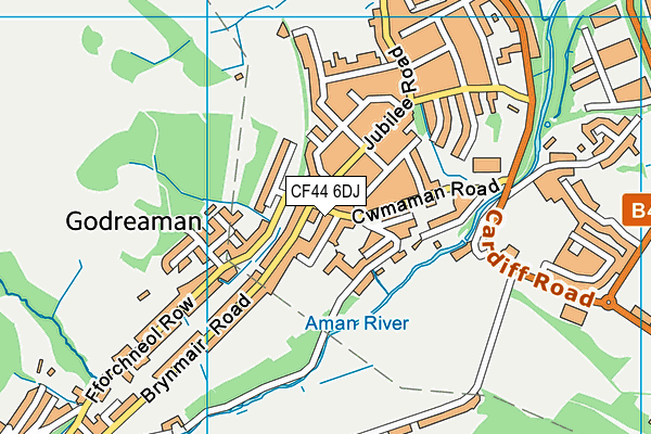 CF44 6DJ map - OS VectorMap District (Ordnance Survey)
