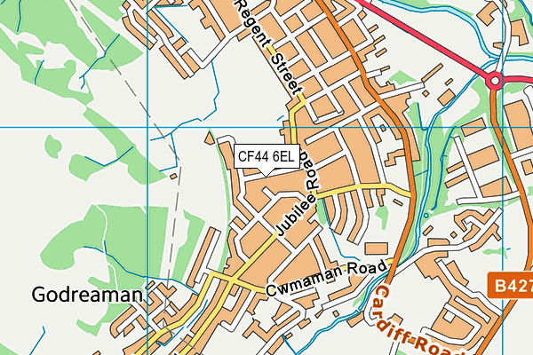 CF44 6EL map - OS VectorMap District (Ordnance Survey)