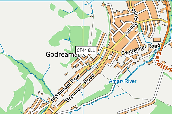 CF44 6LL map - OS VectorMap District (Ordnance Survey)