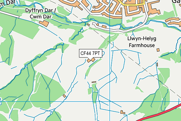 CF44 7PT map - OS VectorMap District (Ordnance Survey)