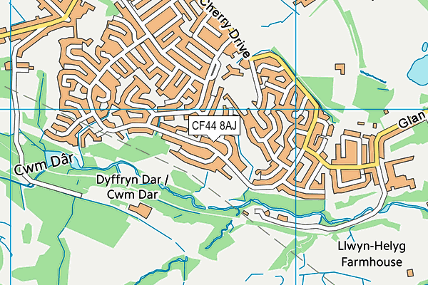 CF44 8AJ map - OS VectorMap District (Ordnance Survey)