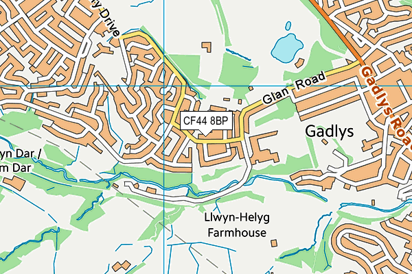 CF44 8BP map - OS VectorMap District (Ordnance Survey)