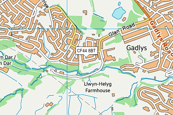 CF44 8BT map - OS VectorMap District (Ordnance Survey)