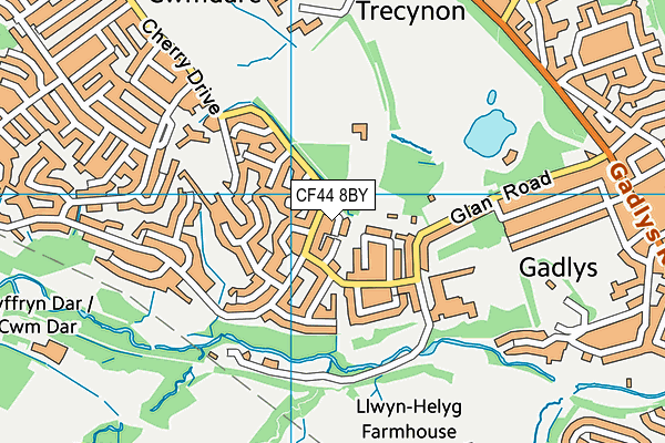 CF44 8BY map - OS VectorMap District (Ordnance Survey)