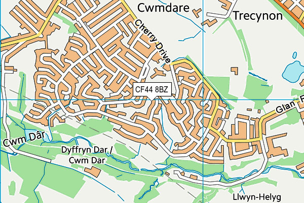 CF44 8BZ map - OS VectorMap District (Ordnance Survey)