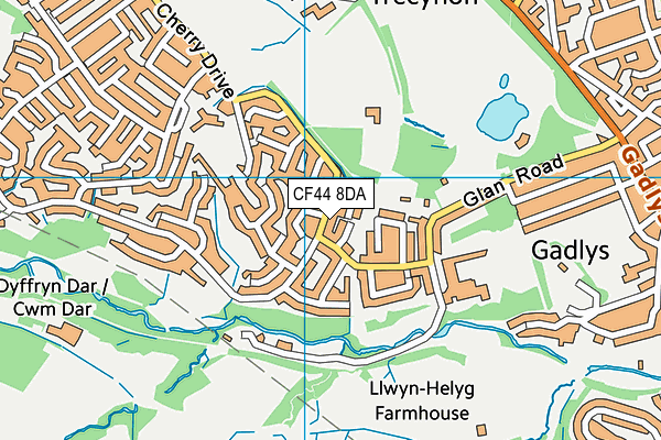 CF44 8DA map - OS VectorMap District (Ordnance Survey)