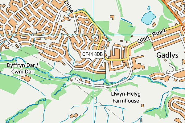 CF44 8DB map - OS VectorMap District (Ordnance Survey)