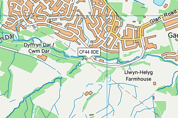 CF44 8DE map - OS VectorMap District (Ordnance Survey)