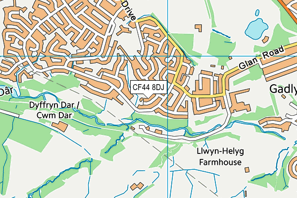 CF44 8DJ map - OS VectorMap District (Ordnance Survey)