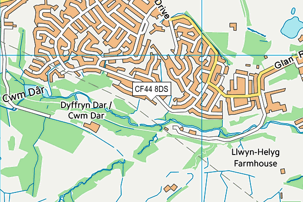 CF44 8DS map - OS VectorMap District (Ordnance Survey)