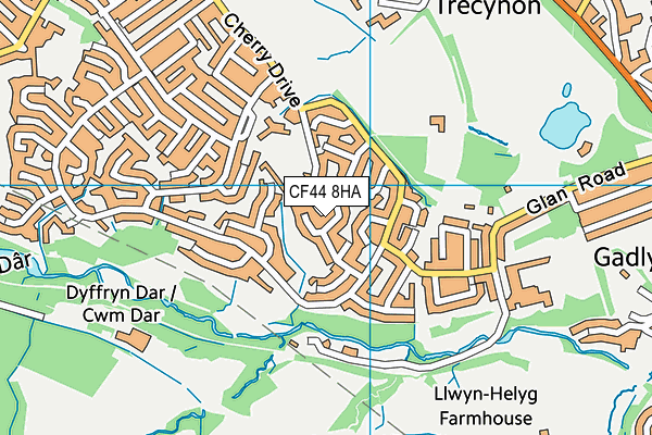 CF44 8HA map - OS VectorMap District (Ordnance Survey)