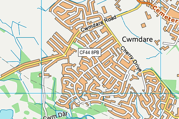 CF44 8PB map - OS VectorMap District (Ordnance Survey)