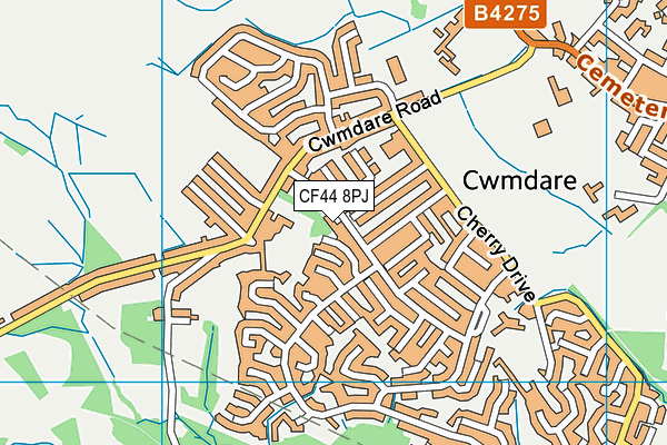 CF44 8PJ map - OS VectorMap District (Ordnance Survey)