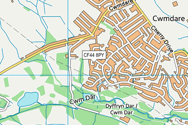 CF44 8PY map - OS VectorMap District (Ordnance Survey)
