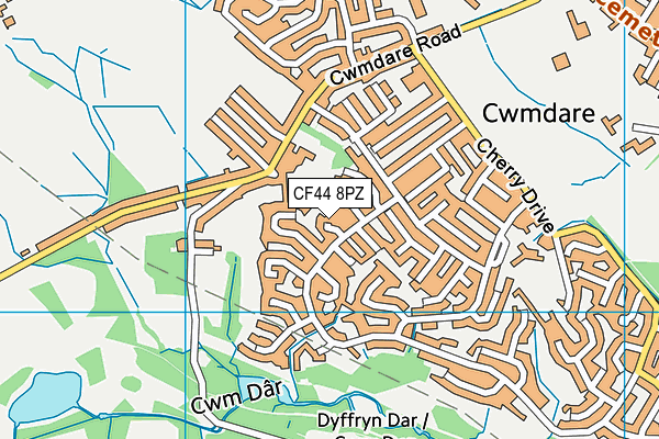 CF44 8PZ map - OS VectorMap District (Ordnance Survey)