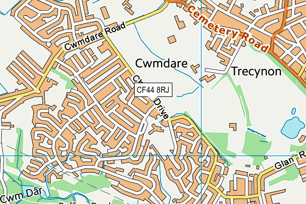 CF44 8RJ map - OS VectorMap District (Ordnance Survey)