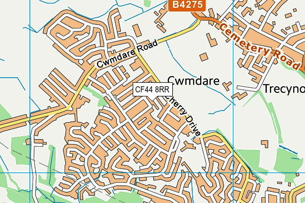 CF44 8RR map - OS VectorMap District (Ordnance Survey)