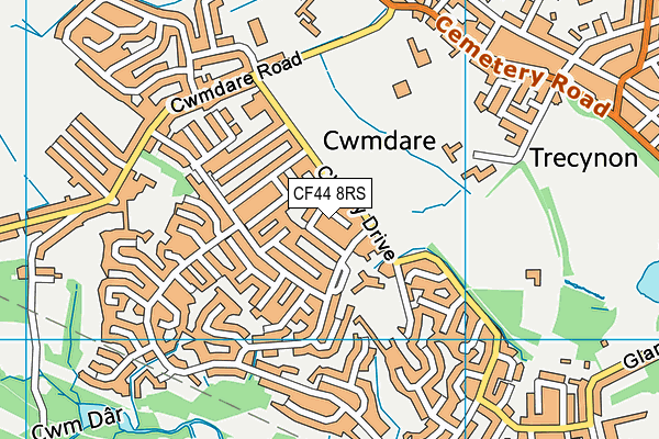 CF44 8RS map - OS VectorMap District (Ordnance Survey)