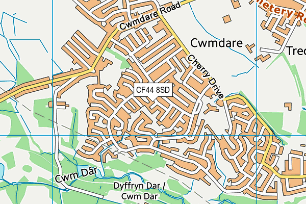 CF44 8SD map - OS VectorMap District (Ordnance Survey)