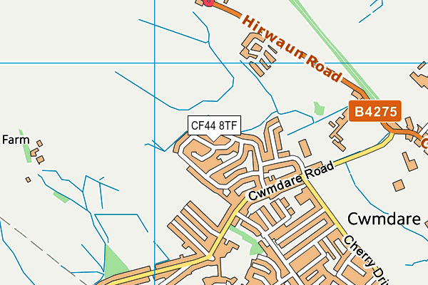 CF44 8TF map - OS VectorMap District (Ordnance Survey)