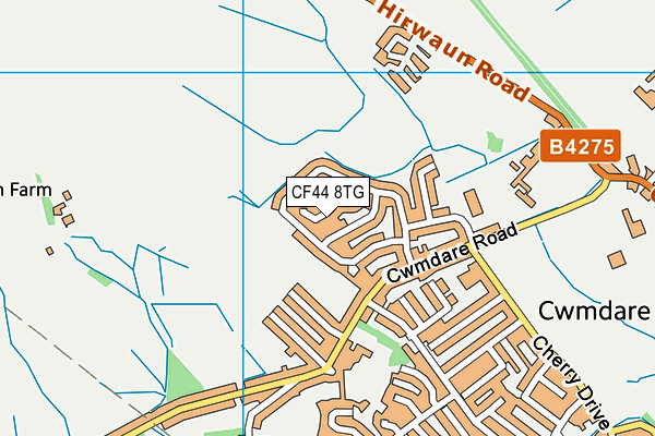 CF44 8TG map - OS VectorMap District (Ordnance Survey)