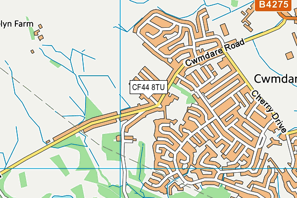 CF44 8TU map - OS VectorMap District (Ordnance Survey)