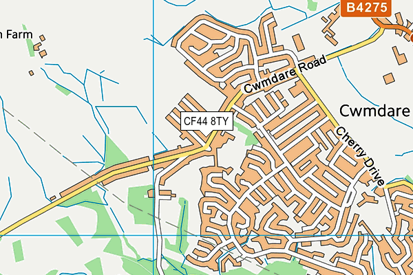 CF44 8TY map - OS VectorMap District (Ordnance Survey)