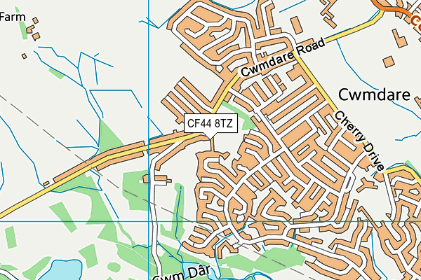 CF44 8TZ map - OS VectorMap District (Ordnance Survey)